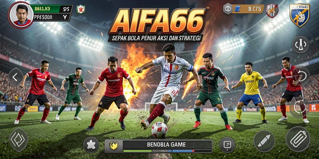 Gameplay AIFA66 yang realistis dan penuh aksi sepak bola.