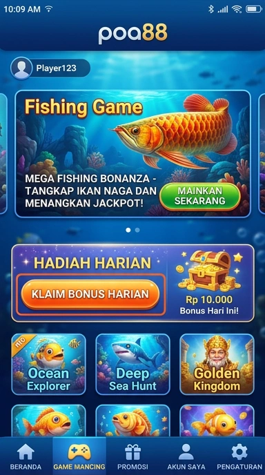 Tampilan utama aplikasi poa88 dengan antarmuka yang sederhana.